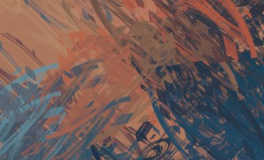 Soyut arka plan sanatı. 2D çizim. Etkileyici yağlı boya resim. Tuvalde fırça darbeleri. Modern sanat. Çok renkli arkaplan. Çağdaş sanat. İfade. Sanatsal dijital palet.