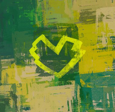 Soyut Sevgililer Günü arkaplan sanatı. Kalpler tuvalde. Çok renkli romantik bir fon. Çağdaş sanat. Sanatsal dijital palet.