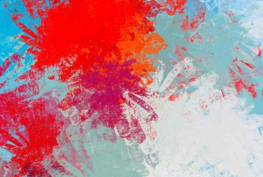 Soyut arka plan sanatı. 2D çizim. Etkileyici yağlı boya resim. Tuvalde fırça darbeleri. Modern sanat. Çok renkli arkaplan. Çağdaş sanat. İfade. Sanatsal dijital palet.