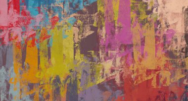 Soyut arka plan sanatı. 2D çizim. Etkileyici yağlı boya resim. Tuvalde fırça darbeleri. Modern sanat. Çok renkli arkaplan. Çağdaş sanat. İfade. Sanatsal dijital palet.