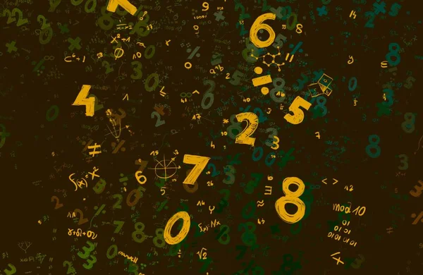 Math. 2d illustration. Abstract background with numbers, copy space