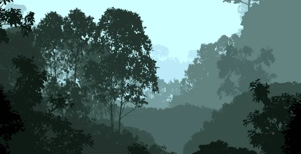 Abstrakt Dimmiga Berg Landskap Med Träd Naturlig Bakgrund — Stockfoto