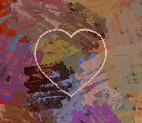 Abstrakt Valentine Bakgrund Konst Hjärtan Duk Flerfärgad Romantisk Bakgrund Samtida — Stockfoto