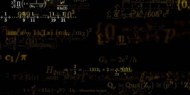 Formüllü matematik geçmişi, kusursuz çizimler. Renkli sembollü soyut desen  