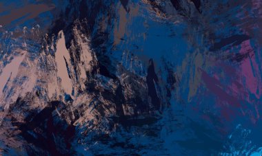 Soyut arka plan sanatı. 2D çizim. Etkileyici yağlı boya resim. Tuvalde fırça darbeleri. Modern sanat. Çok renkli arkaplan. Çağdaş sanat. İfade. Sanatsal dijital palet.