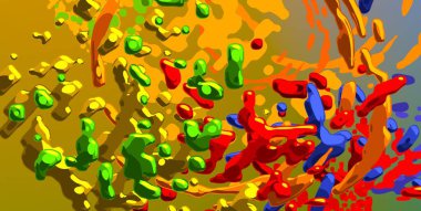 Soyut arka plan sanatı. 3 boyutlu illüstrasyon. Tuvalde fırça darbeleri. Çok renkli arkaplan. Çağdaş sanat. Sanatsal dijital palet.
