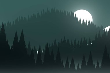 soyut tepe orman manzarası sisli ağaçlar fotokopi alanı, doğal arkaplan