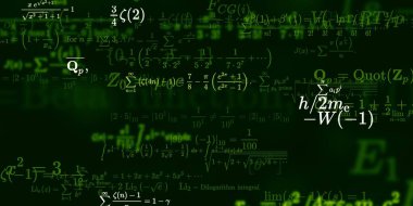 Formüllü matematik geçmişi, kusursuz çizimler. Renkli sembollü soyut desen  