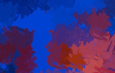 Soyut arka plan sanatı. 2D çizim. Etkileyici yağlı boya resim. Tuvalde fırça darbeleri. Modern sanat. Çok renkli arkaplan. Çağdaş sanat. İfade. Sanatsal dijital palet.