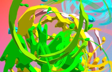 Soyut arka plan sanatı. 3 boyutlu illüstrasyon. Tuvalde fırça darbeleri. Çok renkli arkaplan. Çağdaş sanat. Sanatsal dijital palet.