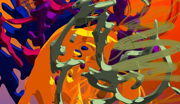 抽象的背景画 3Dイラスト キャンバス上のブラシストローク 多色の背景 現代美術 芸術的なデジタルパレット — ストック写真