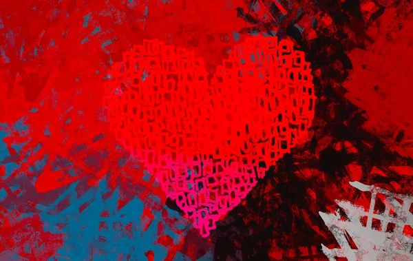 Abstract Valentine Background Art Corazones Sobre Lienzo Fondos Románticos Multicolor — Foto de Stock