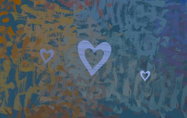 Soyut Sevgililer Günü arkaplan sanatı. Kalpler tuvalde. Çok renkli romantik bir fon. Çağdaş sanat. Sanatsal dijital palet.
