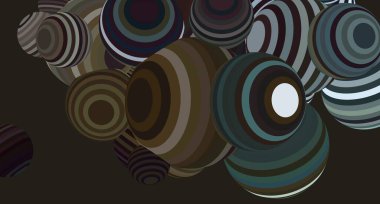 Soyut arkaplan, çok renkli balonlu 3D resim. Çağdaş sanat. Sanatsal dijital palet