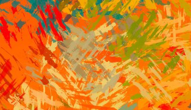 Soyut arka plan sanatı. 2D çizim. Etkileyici yağlı boya resim. Tuvalde fırça darbeleri. Modern sanat. Çok renkli arkaplan. Çağdaş sanat. İfade. Sanatsal dijital palet.