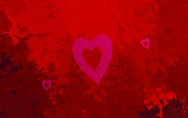 Soyut Sevgililer Günü arkaplan sanatı. Kalpler tuvalde. Çok renkli romantik bir fon. Çağdaş sanat. Sanatsal dijital palet.