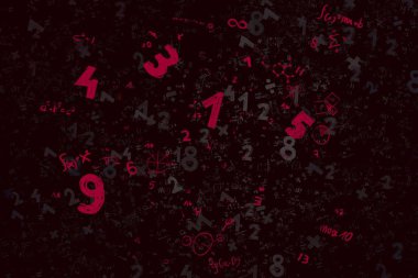 Matematik. 2D çizim. Numaralı soyut arkaplan, boşluğu kopyala 