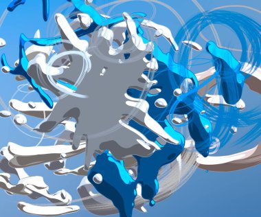 Soyut arka plan sanatı. 3 boyutlu illüstrasyon. Tuvalde fırça darbeleri. Çok renkli arkaplan. Çağdaş sanat. Sanatsal dijital palet.