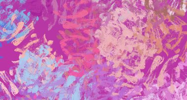 Soyut arka plan sanatı. 2D çizim. Etkileyici yağlı boya resim. Tuvalde fırça darbeleri. Modern sanat. Çok renkli arkaplan. Çağdaş sanat. İfade. Sanatsal dijital palet.