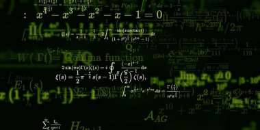 Formüllü matematik geçmişi, kusursuz çizimler. Renkli sembollü soyut desen  