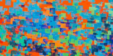 Soyut arka plan sanatı. 2D çizim. Etkileyici yağlı boya resim. Tuvalde fırça darbeleri. Modern sanat. Çok renkli arkaplan. Çağdaş sanat. İfade. Sanatsal dijital palet.