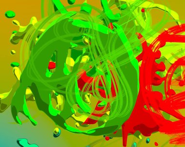 Soyut arka plan sanatı. 3 boyutlu illüstrasyon. Tuvalde fırça darbeleri. Çok renkli arkaplan. Çağdaş sanat. Sanatsal dijital palet.