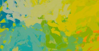 Soyut arka plan sanatı. 2D çizim. Etkileyici yağlı boya resim. Tuvalde fırça darbeleri. Modern sanat. Çok renkli arkaplan. Çağdaş sanat. İfade. Sanatsal dijital palet.