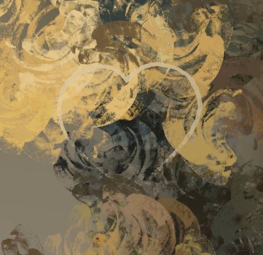 Soyut Sevgililer Günü arkaplan sanatı. Kalpler tuvalde. Çok renkli romantik bir fon. Çağdaş sanat. Sanatsal dijital palet.