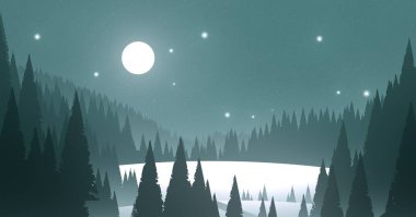 soyut tepe orman manzarası sisli ağaçlar fotokopi alanı, doğal arkaplan