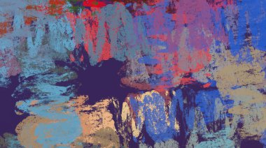 Soyut arka plan sanatı. 2D çizim. Etkileyici yağlı boya resim. Tuvalde fırça darbeleri. Modern sanat. Çok renkli arkaplan. Çağdaş sanat. İfade. Sanatsal dijital palet.