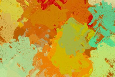 Soyut arka plan sanatı. 2D çizim. Etkileyici yağlı boya resim. Tuvalde fırça darbeleri. Modern sanat. Çok renkli arkaplan. Çağdaş sanat. İfade. Sanatsal dijital palet.