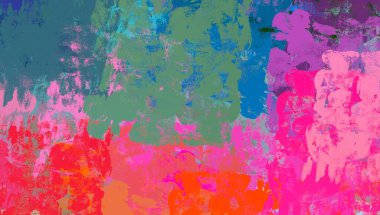 Soyut arka plan sanatı. 2D çizim. Etkileyici yağlı boya resim. Tuvalde fırça darbeleri. Modern sanat. Çok renkli arkaplan. Çağdaş sanat. İfade. Sanatsal dijital palet.