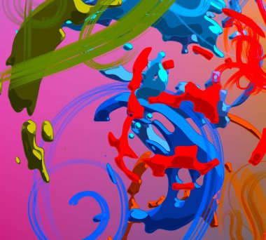 Soyut arka plan sanatı. 3 boyutlu illüstrasyon. Tuvalde fırça darbeleri. Çok renkli arkaplan. Çağdaş sanat. Sanatsal dijital palet.