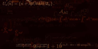 Formüllü matematik geçmişi, kusursuz çizimler. Renkli sembollü soyut desen  