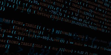 Yazılım geliştirici programlama kodu. Soyut modern sanal bilgisayar senaryosu. Masaüstü ekranında yazılım geliştirici programcının çalışması 
