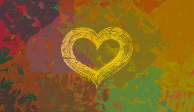 Soyut Sevgililer Günü arkaplan sanatı. Kalpler tuvalde. Çok renkli romantik bir fon. Çağdaş sanat. Sanatsal dijital palet.