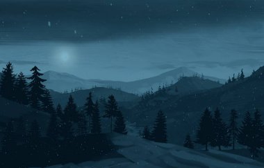 soyut tepe orman manzarası sisli ağaçlar fotokopi alanı, doğal arkaplan