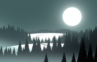 soyut tepe orman manzarası sisli ağaçlar fotokopi alanı, doğal arkaplan