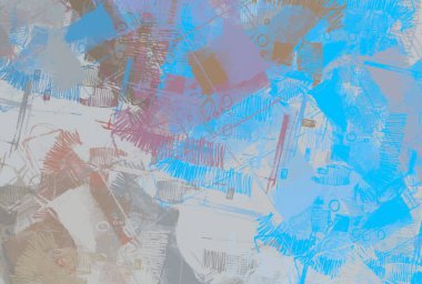 Soyut arka plan sanatı. 2D çizim. Etkileyici yağlı boya resim. Tuvalde fırça darbeleri. Modern sanat. Çok renkli arkaplan. Çağdaş sanat. İfade. Sanatsal dijital palet.