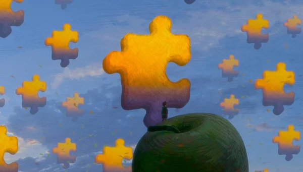 Abstracte Achtergrond Met Menselijk Silhouet Puzzelfragmenten — Stockfoto