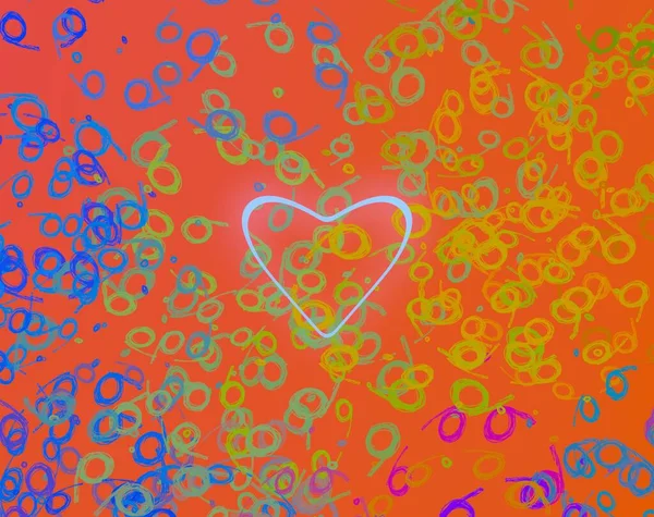 Abstract Valentine Background Art Corazones Sobre Lienzo Fondos Románticos Multicolor — Foto de Stock