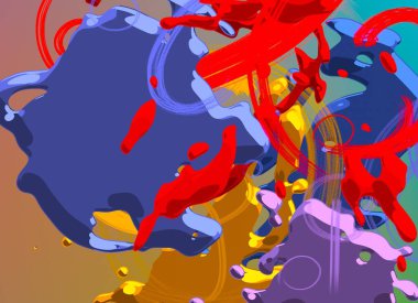 Soyut arka plan sanatı. 3 boyutlu illüstrasyon. Tuvalde fırça darbeleri. Çok renkli arkaplan. Çağdaş sanat. Sanatsal dijital palet.