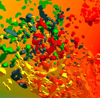 Soyut arka plan sanatı. 3 boyutlu illüstrasyon. Çok renkli arkaplan. Çağdaş sanat. Sanatsal dijital palet.