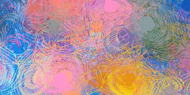 Soyut arka plan sanatı. 2D çizim. Etkileyici yağlı boya resim. Tuvalde fırça darbeleri. Modern sanat. Çok renkli arkaplan. Çağdaş sanat. İfade. Sanatsal dijital palet.