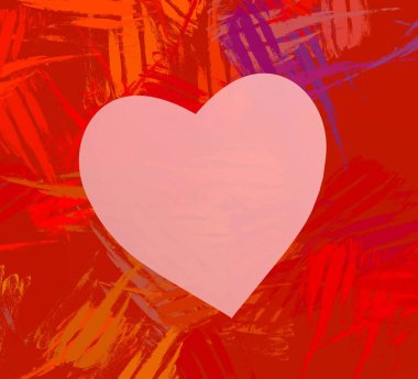 Soyut Sevgililer Günü arkaplan sanatı. Kalpler tuvalde. Çok renkli romantik bir fon. Çağdaş sanat. Sanatsal dijital palet.