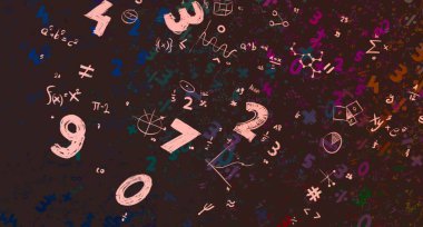 Matematik. 2D çizim. Numaralı soyut arkaplan, boşluğu kopyala 