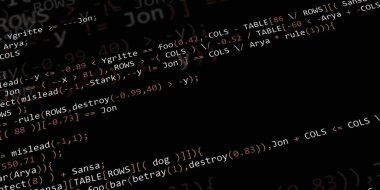 Yazılım geliştirici programlama kodu. Soyut modern sanal bilgisayar senaryosu. Masaüstü ekranında yazılım geliştirici programcının çalışması 