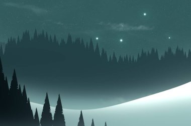 soyut tepe orman manzarası sisli ağaçlar fotokopi alanı, doğal arkaplan