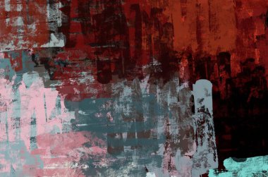 Soyut arka plan sanatı. 2D çizim. Etkileyici yağlı boya resim. Tuvalde fırça darbeleri. Modern sanat. Çok renkli arkaplan. Çağdaş sanat. İfade. Sanatsal dijital palet.