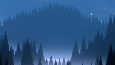 soyut tepe orman manzarası sisli ağaçlar fotokopi alanı, doğal arkaplan